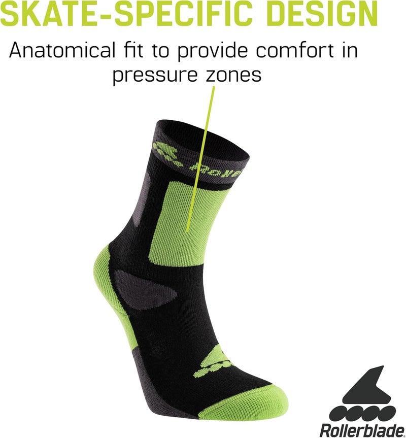 ROLLERBLADE boys Kids Socks, Black and Green - Image 4